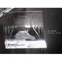 Picture Beautiful Italian crystal soap dish with an engraved image of a horse - Il Paralume Marina
