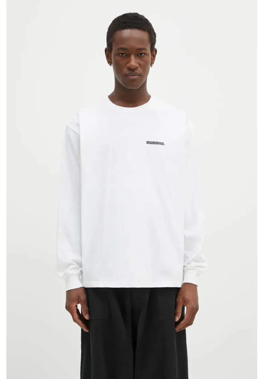 obrazek 1 NEIGHBORHOOD longsleeve bawełniany kolor biały z nadrukiem 242PCNH.LT01