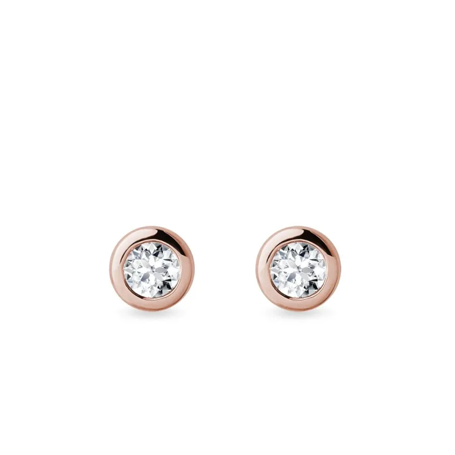 obrazek 1 Kamienie bezel z różowego złota z diamentami 3 mm KLENOTA