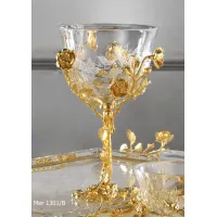 Zdjęcie Kielich na wodę z kryształu i pozłacanego brązu