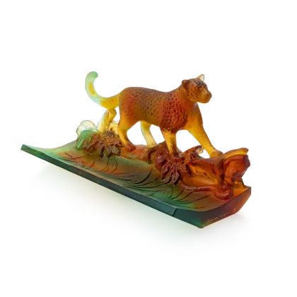 Zdjęcie Kryształowy pojemnik na długopisy z figurką leoparda – marka Daum