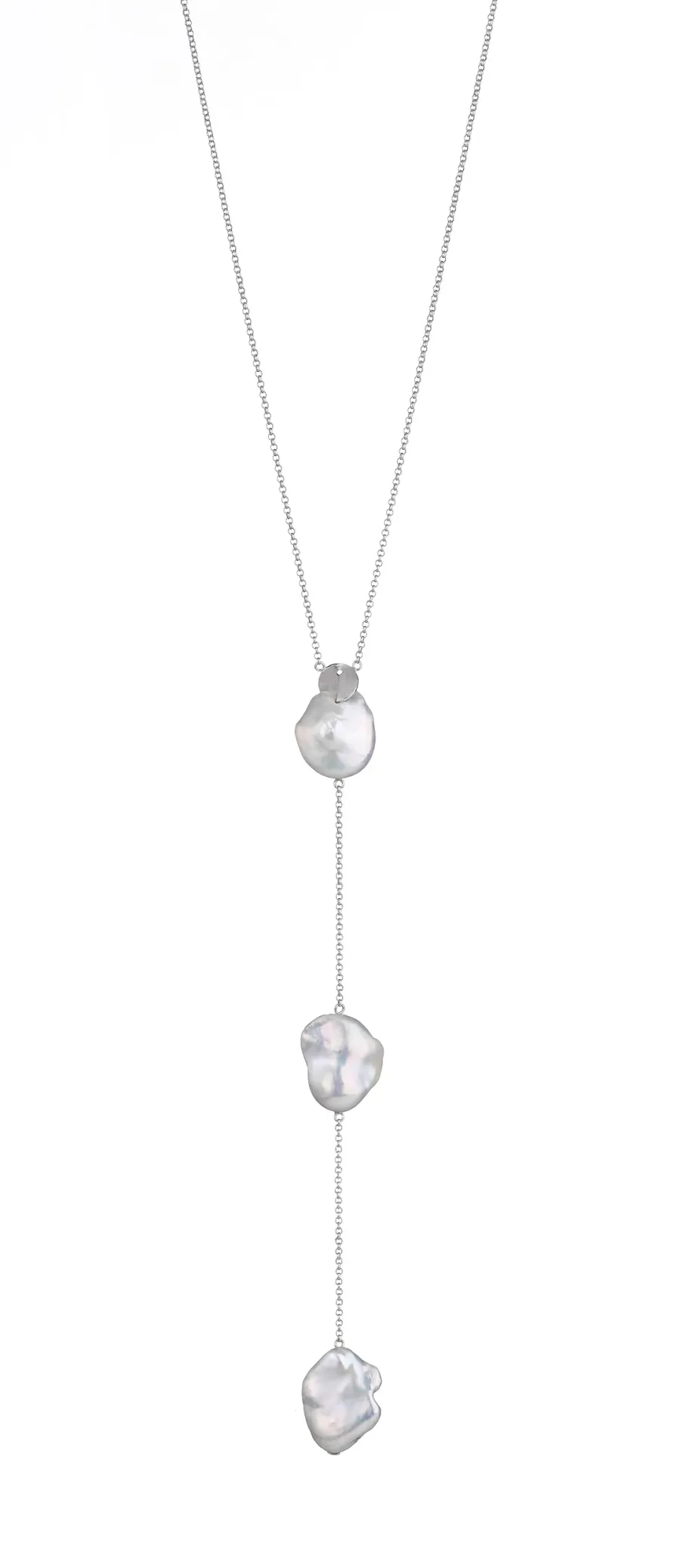 obrazek 1 Naszyjnik w stylu klasycznym z trzema pięknymi białymi perłami słodkowodnymi wykonany z 925/ srebra