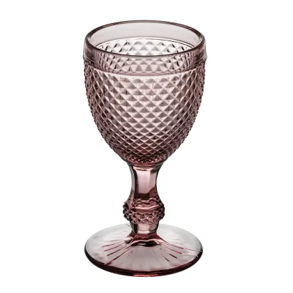 Zdjęcie Stylowy zestaw czterech różowych kielichów do białego wina Bicos Rosa z charakterystycznym kształtem - Vista Alegre