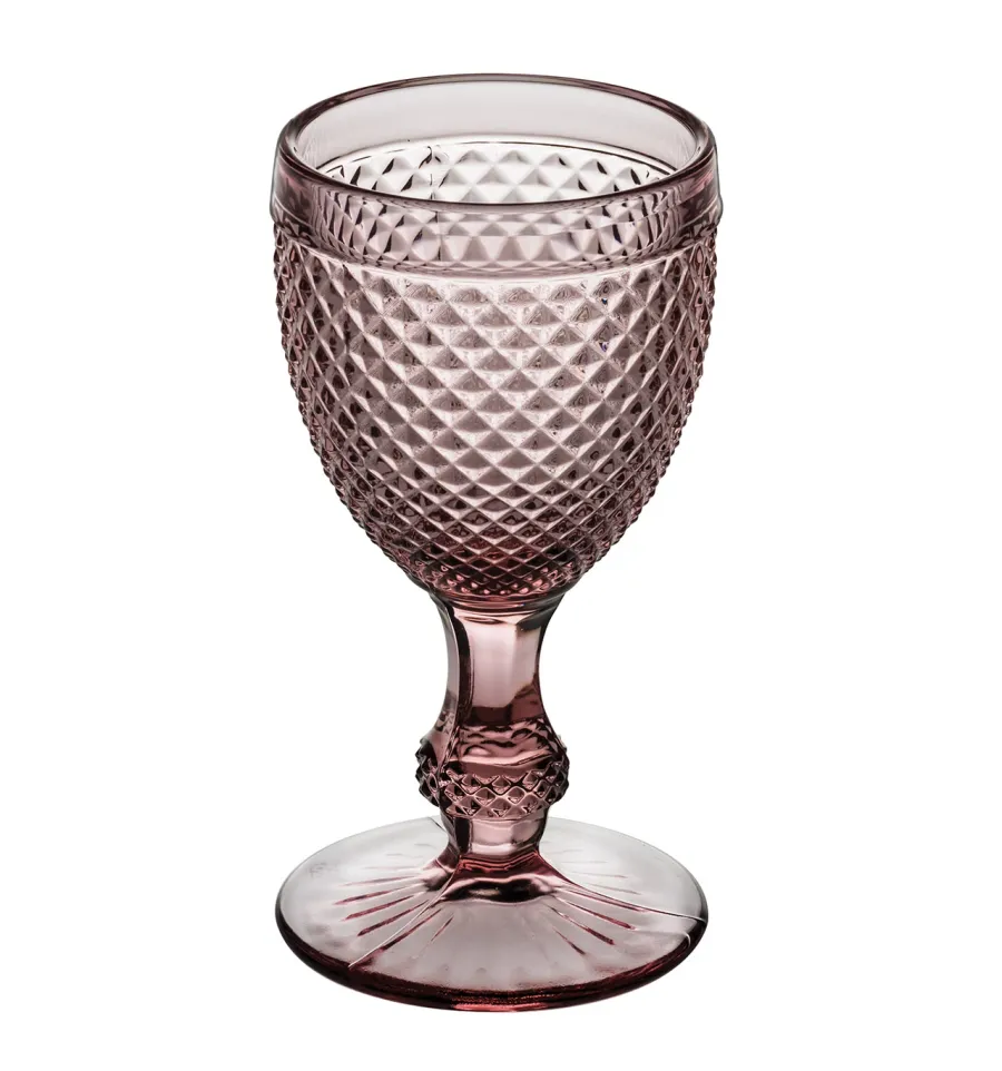 obrazek 1 Stylowy zestaw czterech różowych kielichów do białego wina Bicos Rosa z charakterystycznym kształtem - Vista Alegre
