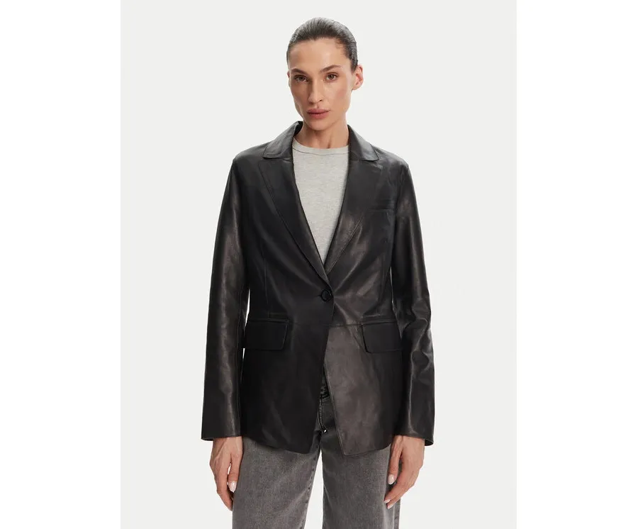 obrazek 1 Serge Pariente Kurtka skórzana Caprice Czarny Slim Fit