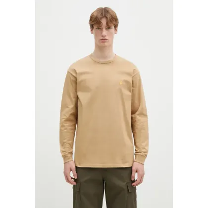 Zdjęcie Carhartt WIP longsleeve bawełniany Longsleeve Chase kolor beżowy gładki I026392.2N1XX