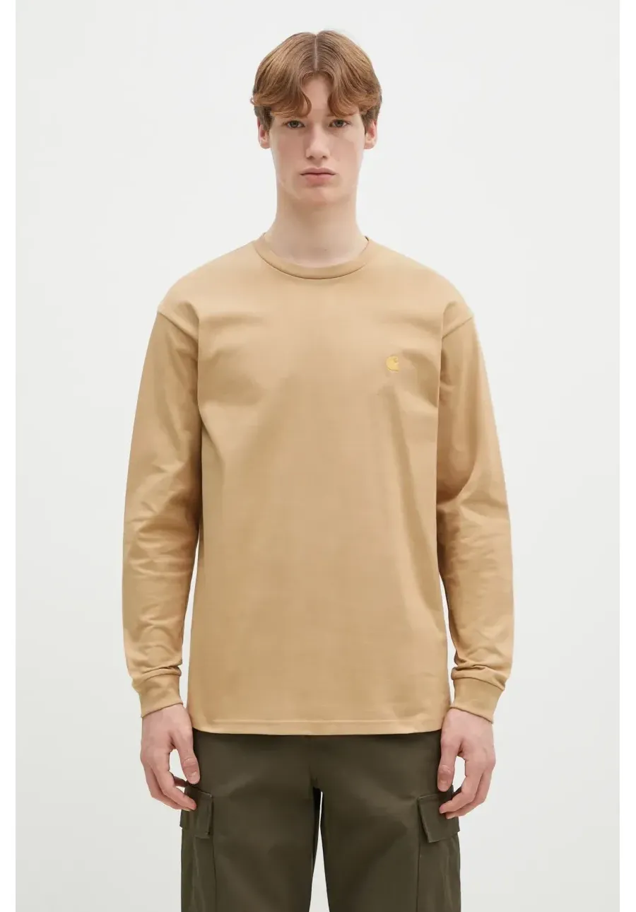 obrazek 1 Carhartt WIP longsleeve bawełniany Longsleeve Chase kolor beżowy gładki I026392.2N1XX