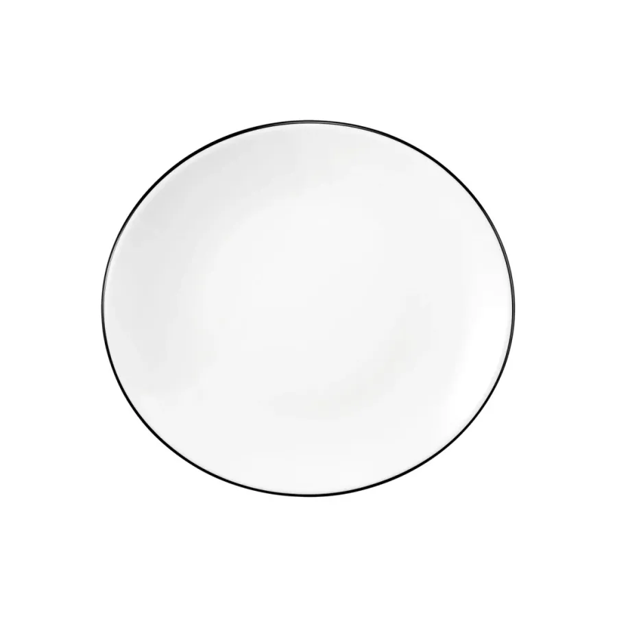 obrazek 1 Porcelanowy owalny talerz śniadaniowy 21 cm z czarną obwódką - Seltmann Weiden