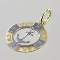Picture Nautical anchor pendant in white and yellow gold