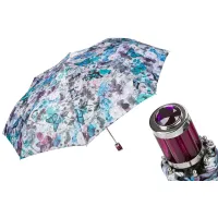 Picture A unique women's umbrella in purple and blue decorated with an original motif of butterflies and flowers - Pasotti