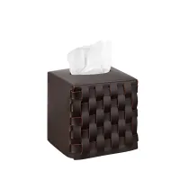 Picture Stylish chocolate-colored leather tissue box
