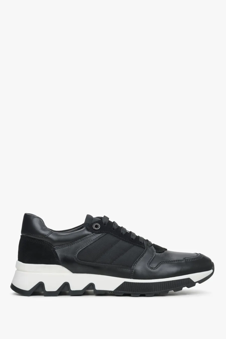 obrazek 1 Estro: Skórzano-welurowe sneakersy męskie w kolorze czarnym