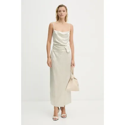 Zdjęcie Nanushka sukienka BRIAR kolor beżowy maxi rozkloszowana NW24PFBS13171