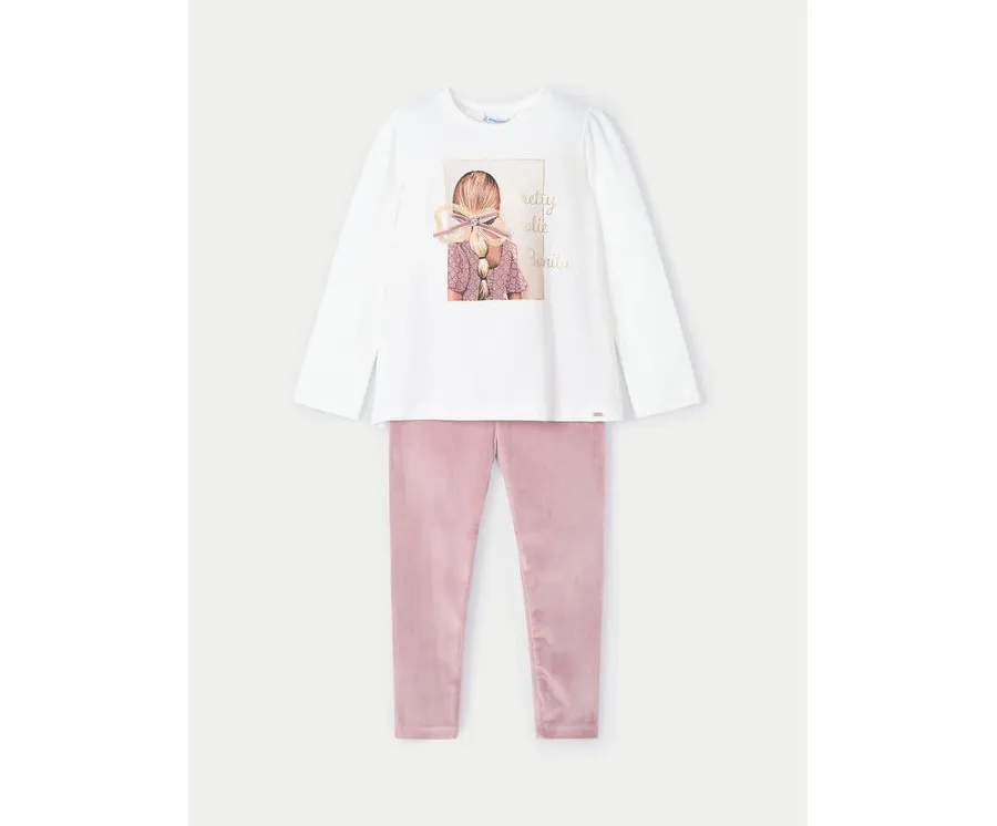 obrazek 1 Mayoral Komplet bluzka i legginsy 4705 Różowy Regular Fit