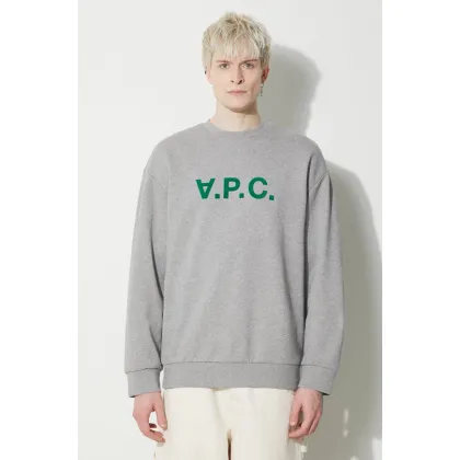 Zdjęcie A.P.C. bluza bawełniana Sweat Eliot męska kolor szary z nadrukiem COFDX.H27836.PLB