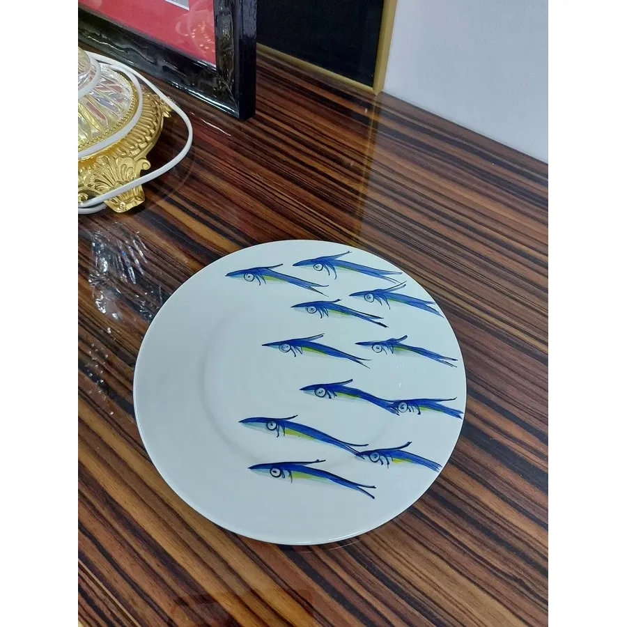 obrazek 7 Ceramiczny talerz deserowy zdobiony motywem sardynek - Le Ceramiche