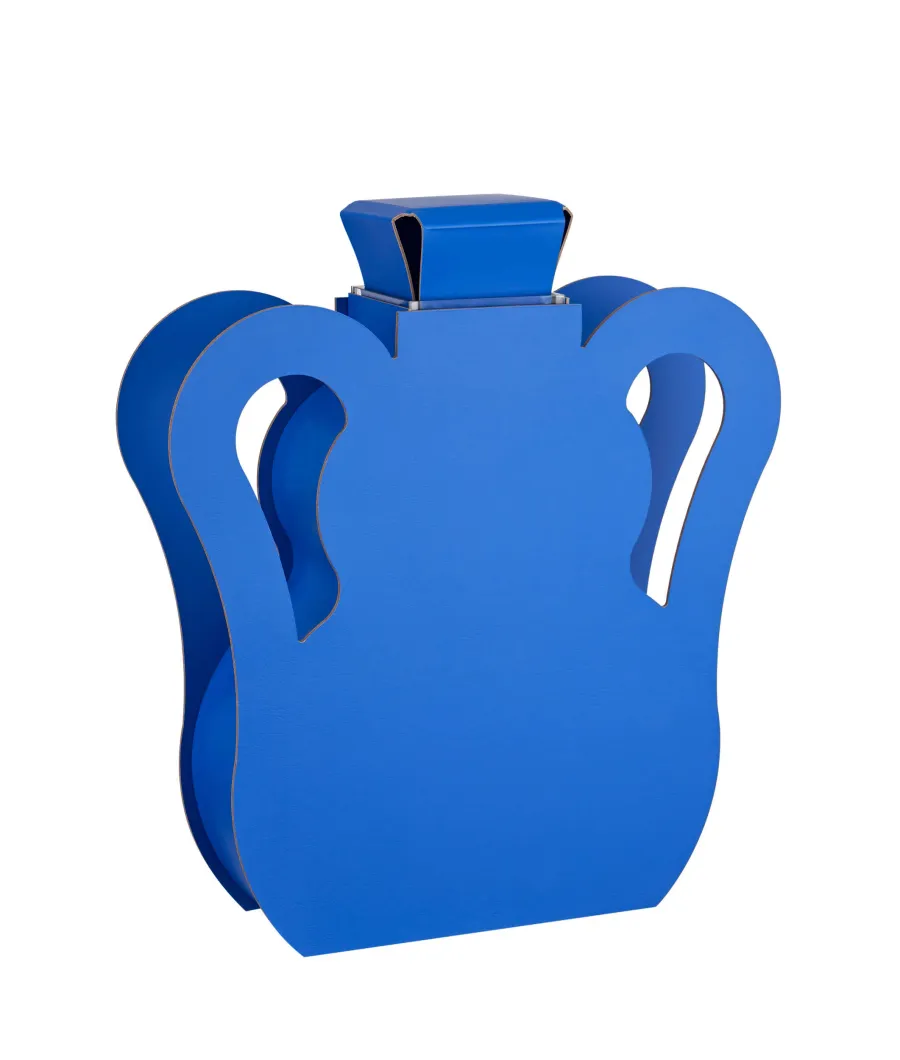 obrazek 3 Wazon Otto 9x40xH45 cm z naturalnej skóry w stylowym kolorze błękitu Majorelle