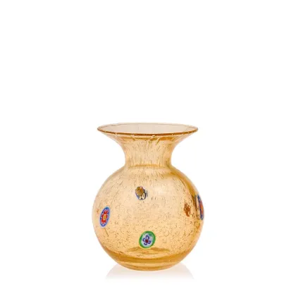 Zdjęcie Żółty stylowy wazon z weneckiego szkła (16,5 cm)