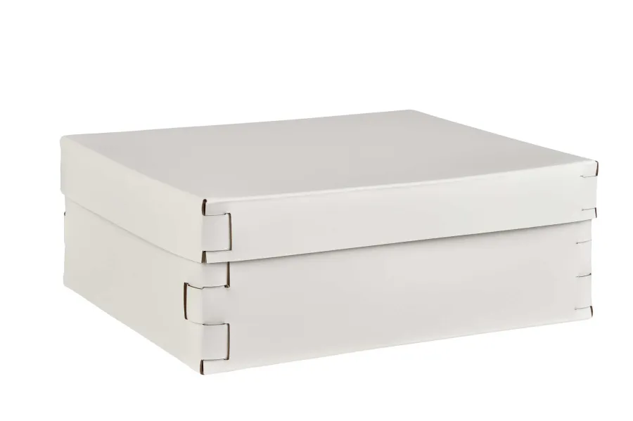 obrazek 1 Eleganckie białe pudełko Snob 36x30xH13,5 cm wykonane z naturalnej skóry