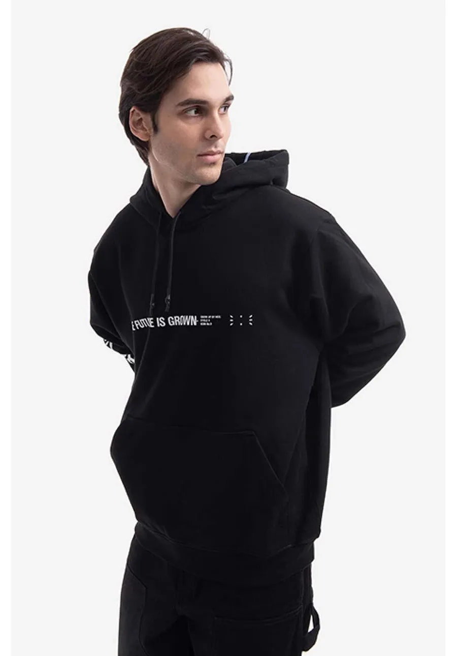 obrazek 1 MCQ bluza bawełniana Manifesto męska kolor czarny z kapturem z nadrukiem 624727RST751000-BLACK