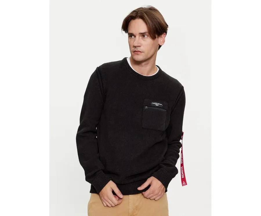 obrazek 1 Aeronautica Militare Sweter 232MA1460L518 Czarny Regular Fit