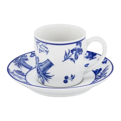 Picture Luxurious porcelain coffee cup and saucer Chintz Azul with a floral motif - Vista Alegre