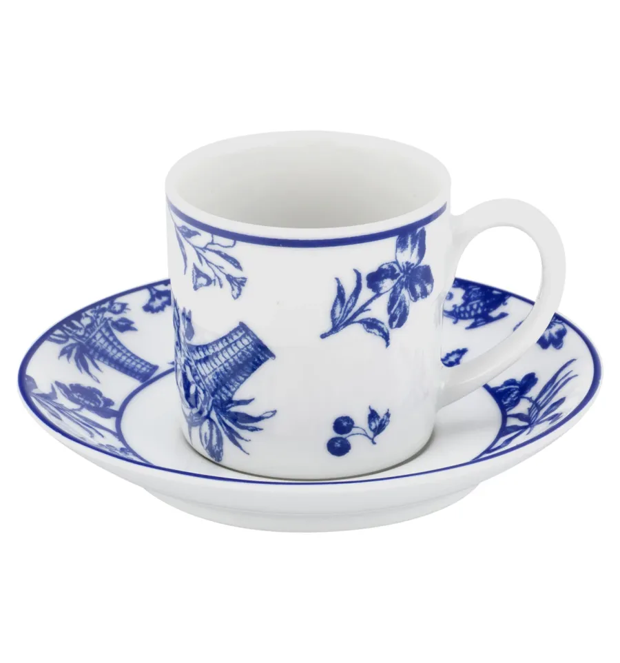 obrazek 1 Luksusowa porcelanowa filiżanka do kawy ze spodkiem Chintz Azul z roślinnym motywem - Vista Alegre