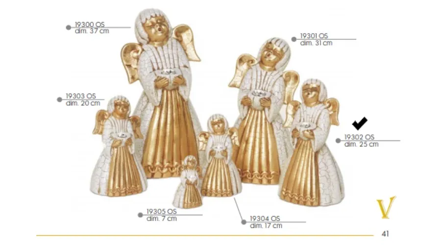 obrazek 1 Włoski, ceramiczny, śpiewający anioł z kryształem 25cm - Valle d'oro Patchi