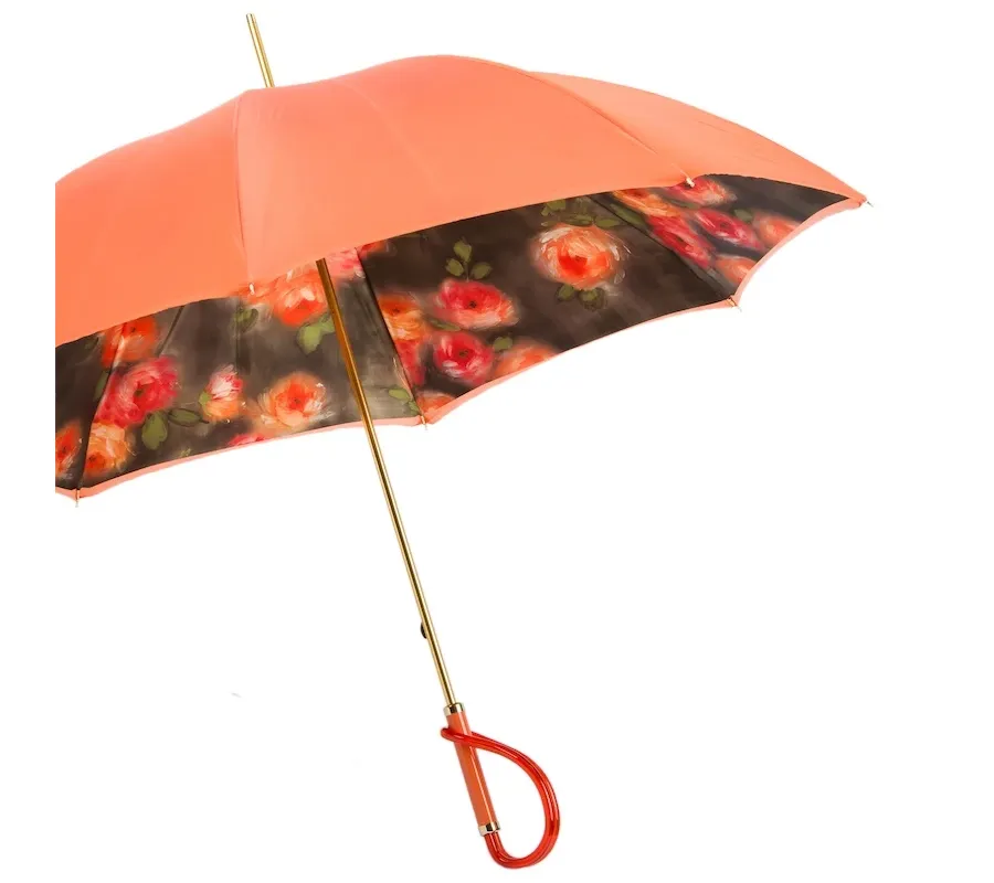 obrazek 6 Oryginalny pomarańczowy parasol damski zdobiony motywem kwiatów – Pasotti