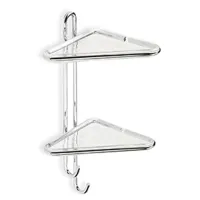 Picture Wall-mounted corner double shelf with two hooks for the bathroom - Stilhaus