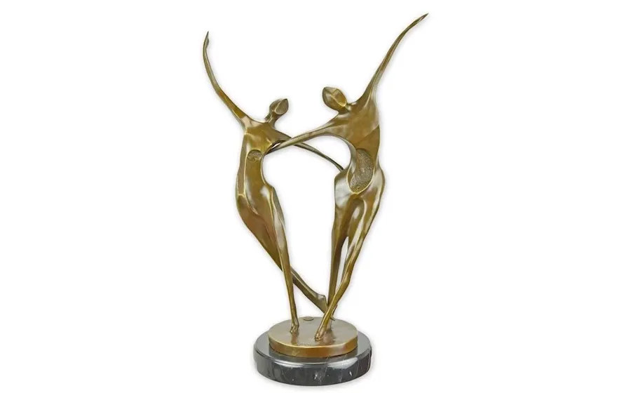 obrazek 1 Stylowa modernistyczna rzeźba tańczącej pary z brązu