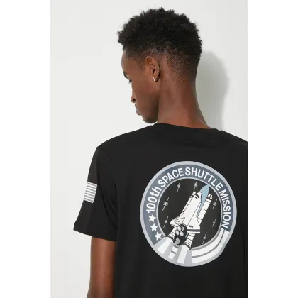 Zdjęcie Alpha Industries t-shirt bawełniany Space Shuttle T kolor czarny z nadrukiem 176507.03