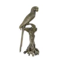Picture A stylish sculpture of a macaw parrot made of bronze