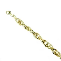 Picture Italian twisted chain bracelet with polished and knurled oval links