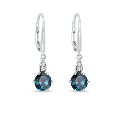 Zdjęcie Kolczyki z topazami London Blue i diamentami w białym złocie KLENOTA