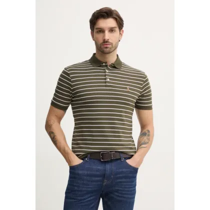 Zdjęcie Polo Ralph Lauren polo bawełniane kolor brązowy wzorzysty