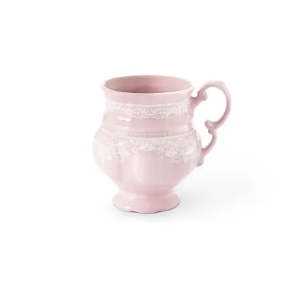 Zdjęcie Piękny porcelanowy kubek w kolorze różowym z delikatnym zdobieniem – Leander
