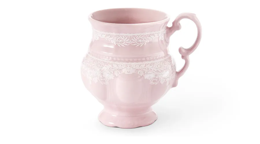 obrazek 1 Piękny porcelanowy kubek w kolorze różowym z delikatnym zdobieniem – Leander