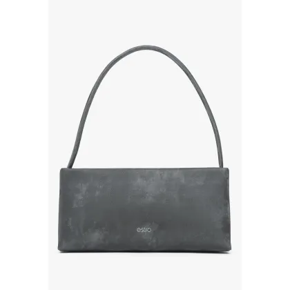 Zdjęcie Estro: Ciemnoszara torebka damska z marmurowym motywem na ramię ze skóry