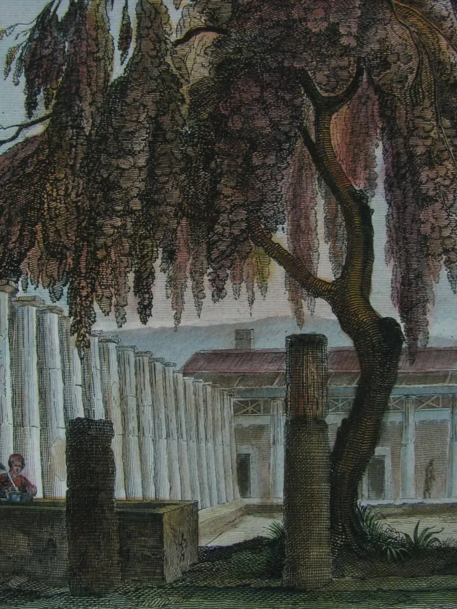 obrazek 2 Piękny grawerunek wykonany przez L. de Vegni, przedstawiający dzielnicę żołnierzy w Pompejach