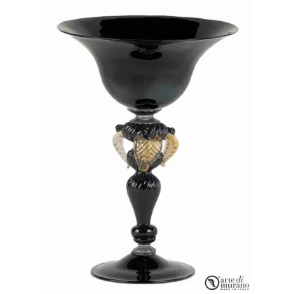 Zdjęcie Designerski wazon z czarnego dmuchanego szkła murano