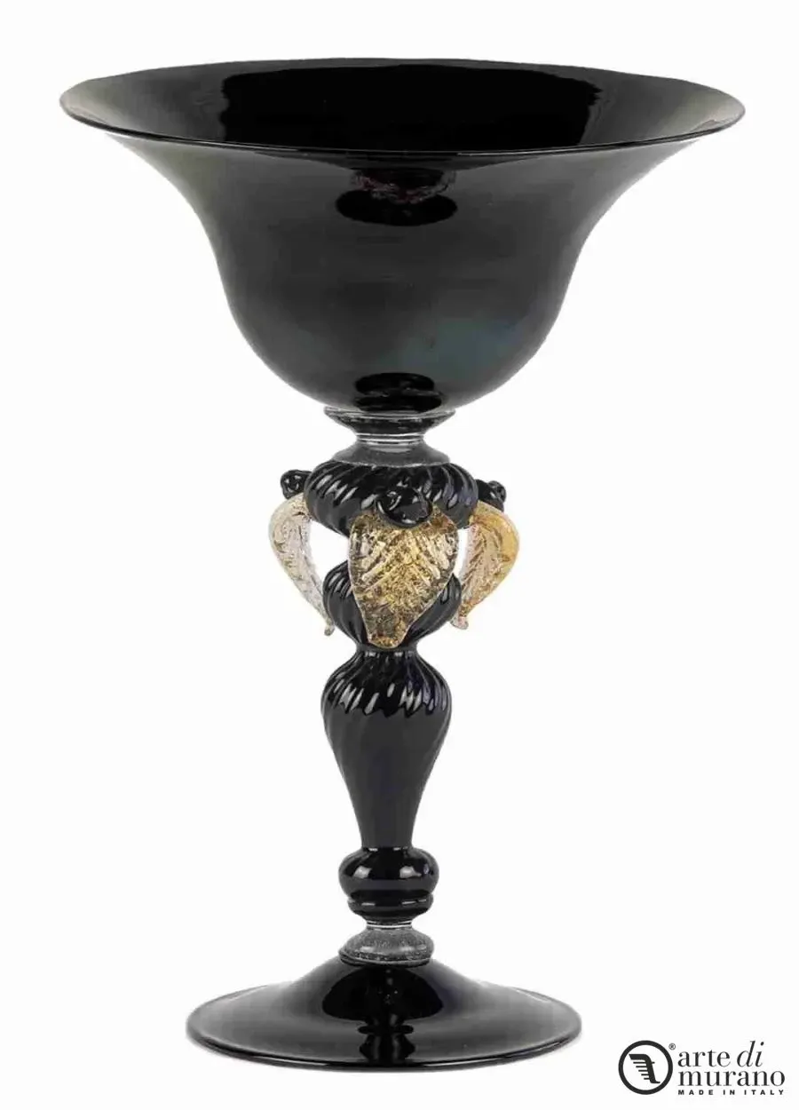 obrazek 1 Designerski wazon z czarnego dmuchanego szkła murano