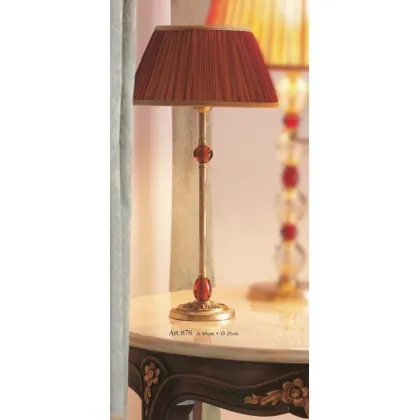 Picture Beautiful lamp with a lampshade made of yellow and burgundy silk - Il Paralume Marina
