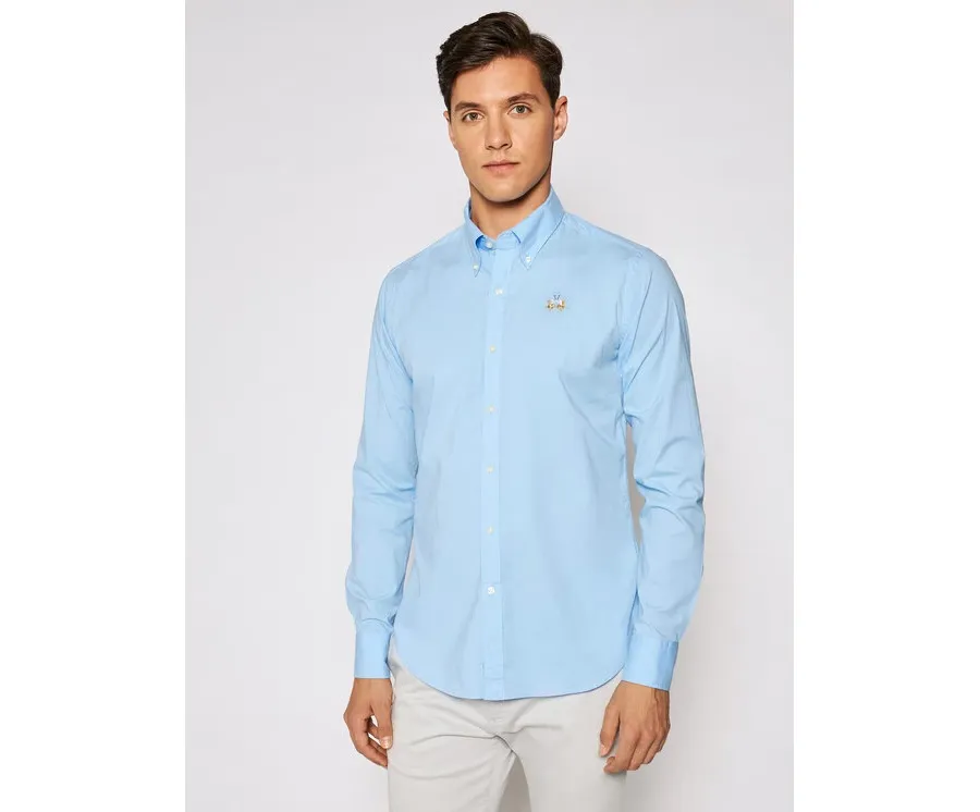 obrazek 1 La Martina Koszula Poplin CCMC02 PP003 Błękitny Slim Fit