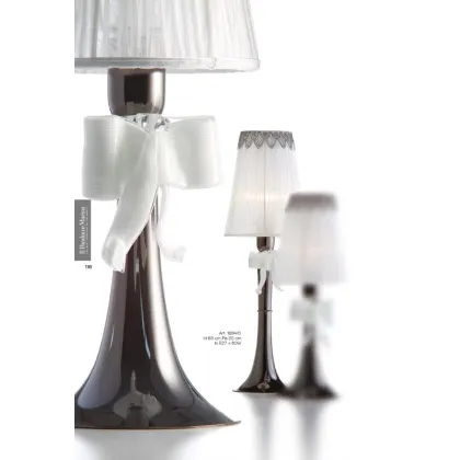 Picture Elegant table lamp with white bow in Murano glass and black nickel brass – Il Paralume Marina
