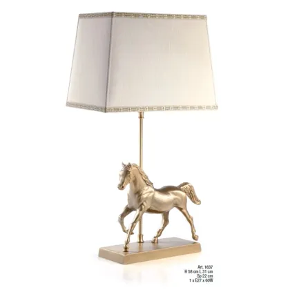 Zdjęcie Wyjątkowa złota lampa w kształcie konia z prostokątnym kloszem – Il Paralume Marina