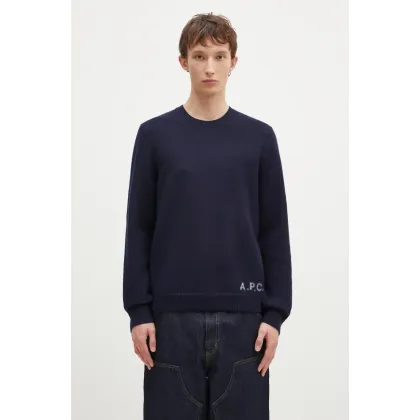 Zdjęcie A.P.C. sweter wełniany Pull Edward męski kolor granatowy WVBDJ.H23059