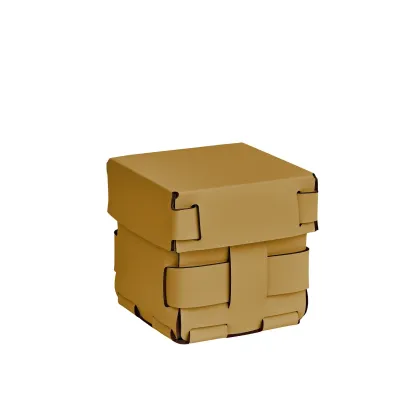 Zdjęcie Ekskluzywny mały koszyk Bottega 12x12xH13 cm w kolorze musztardowym