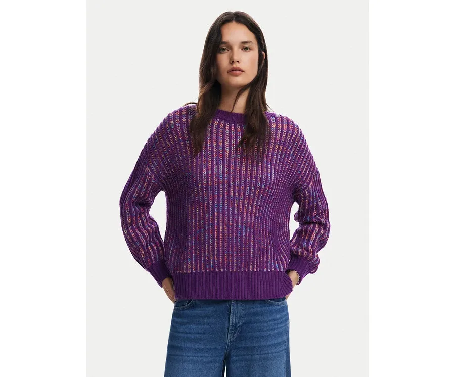 obrazek 1 Desigual Sweter Whitehorse 24WWJF34 Fioletowy Regular Fit