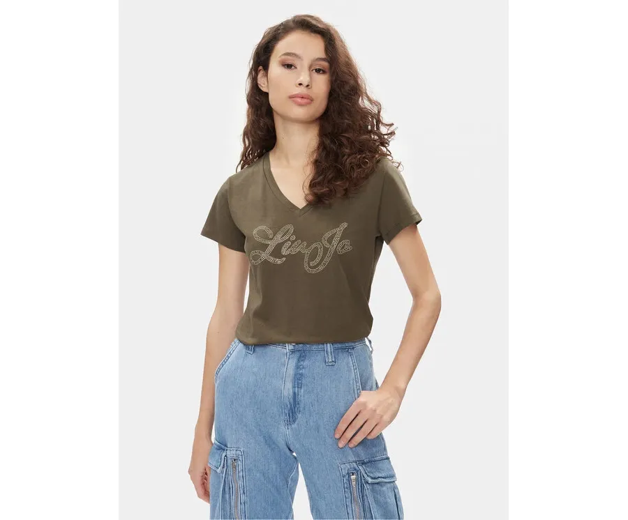 obrazek 1 Liu Jo T-Shirt MA4337 JS923 Khaki Regular Fit